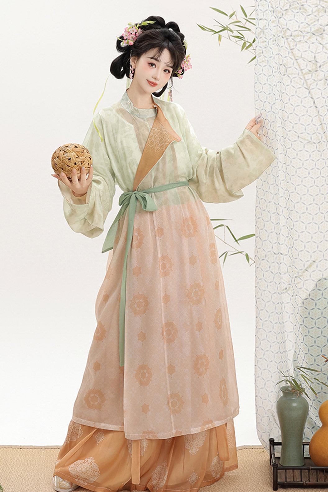 Tang Dynasty Blue Hanfu Dress with Lantern Pants and Pleated Skirt - taohongliulv 桃红柳绿