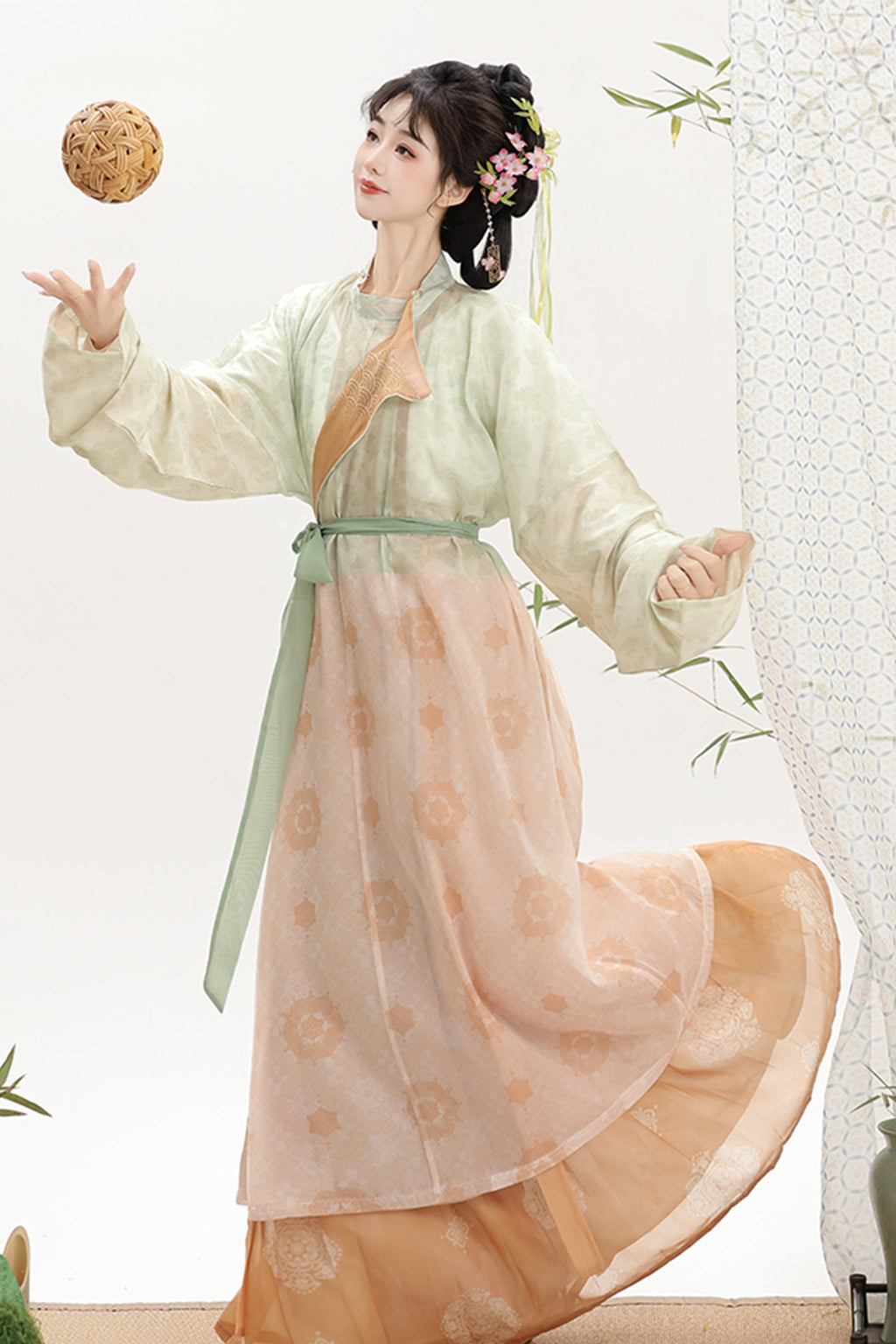Tang Dynasty Blue Hanfu Dress with Lantern Pants and Pleated Skirt - taohongliulv 桃红柳绿