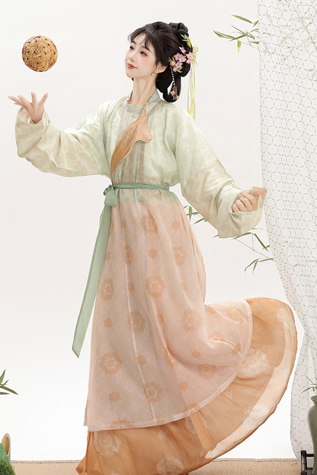Tang Dynasty Blue Hanfu Dress with Lantern Pants and Pleated Skirt - taohongliulv 桃红柳绿
