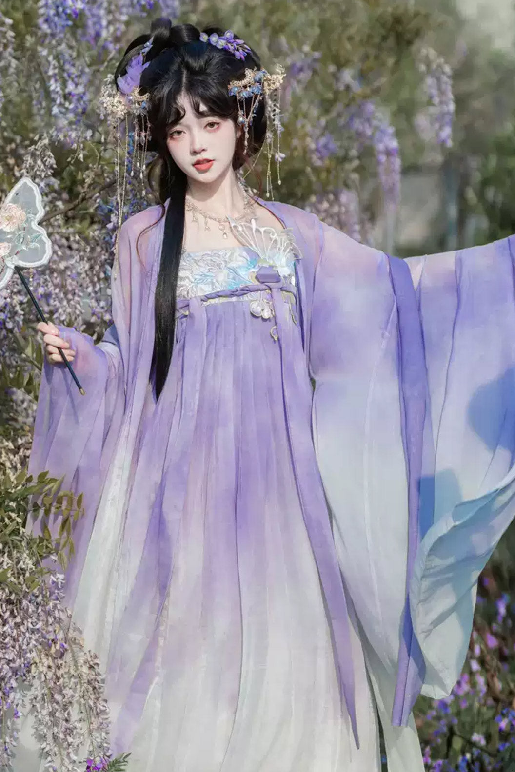 Tang Dynasty Clothing Kouzi Skirt Qi Xiong Po Sleeve Hanfu Dress - midie 迷蝶