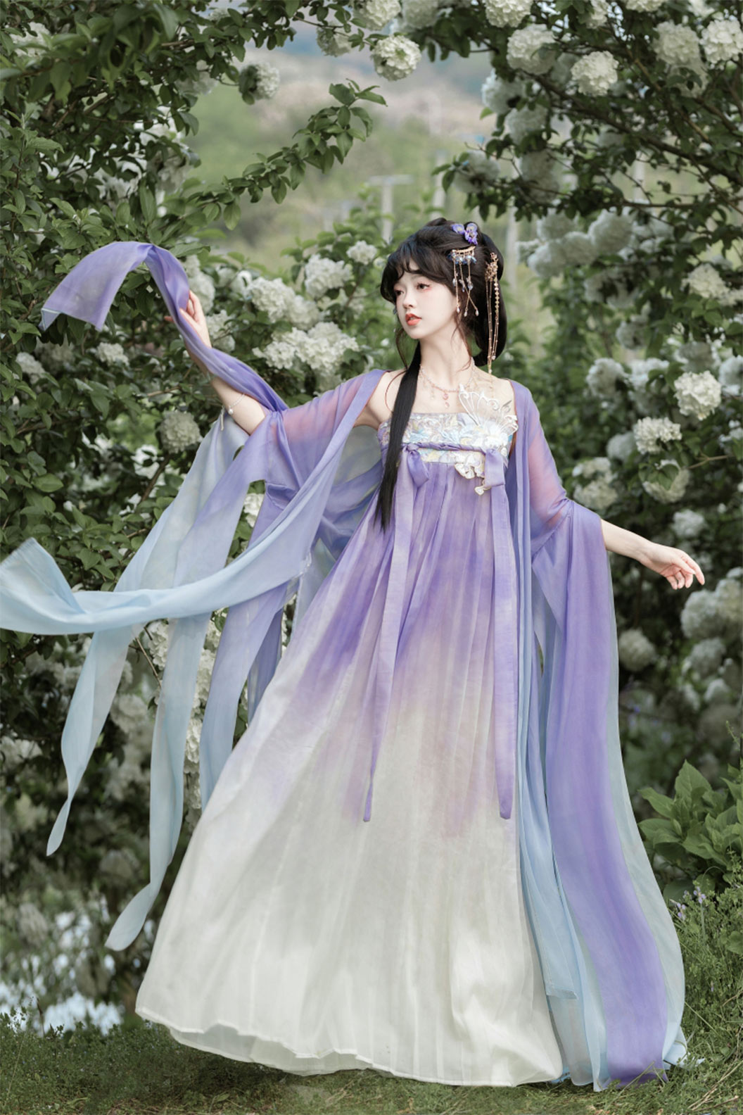 Tang Dynasty Clothing Kouzi Skirt Qi Xiong Po Sleeve Hanfu Dress - midie 迷蝶