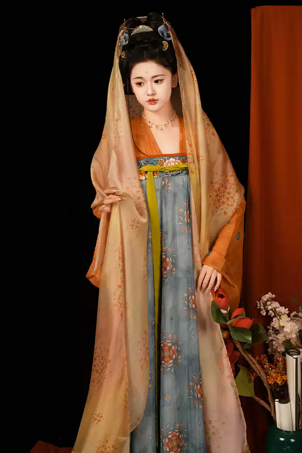 Tang dynasty hanfu Ruqun with chest-tied skirt hanfu dress summer - jinyanzui 锦筵醉