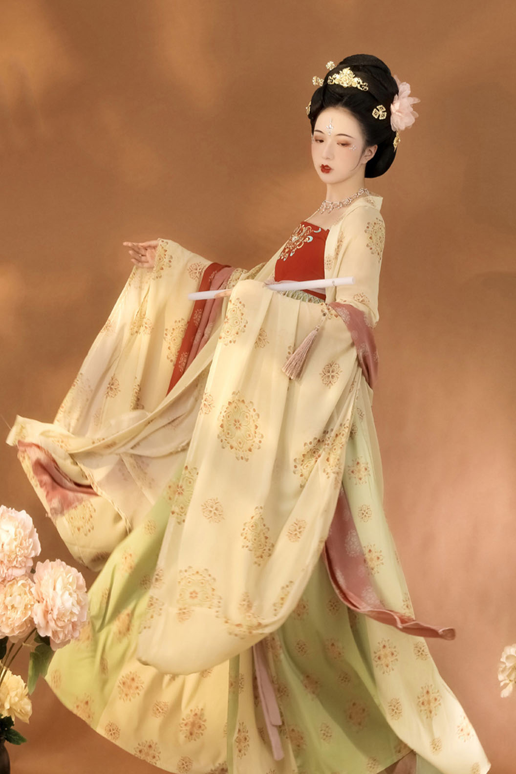 Tang dynasty hanfu with embroidered hezi skirt hanfu dress for summer - songyueci 松月辞