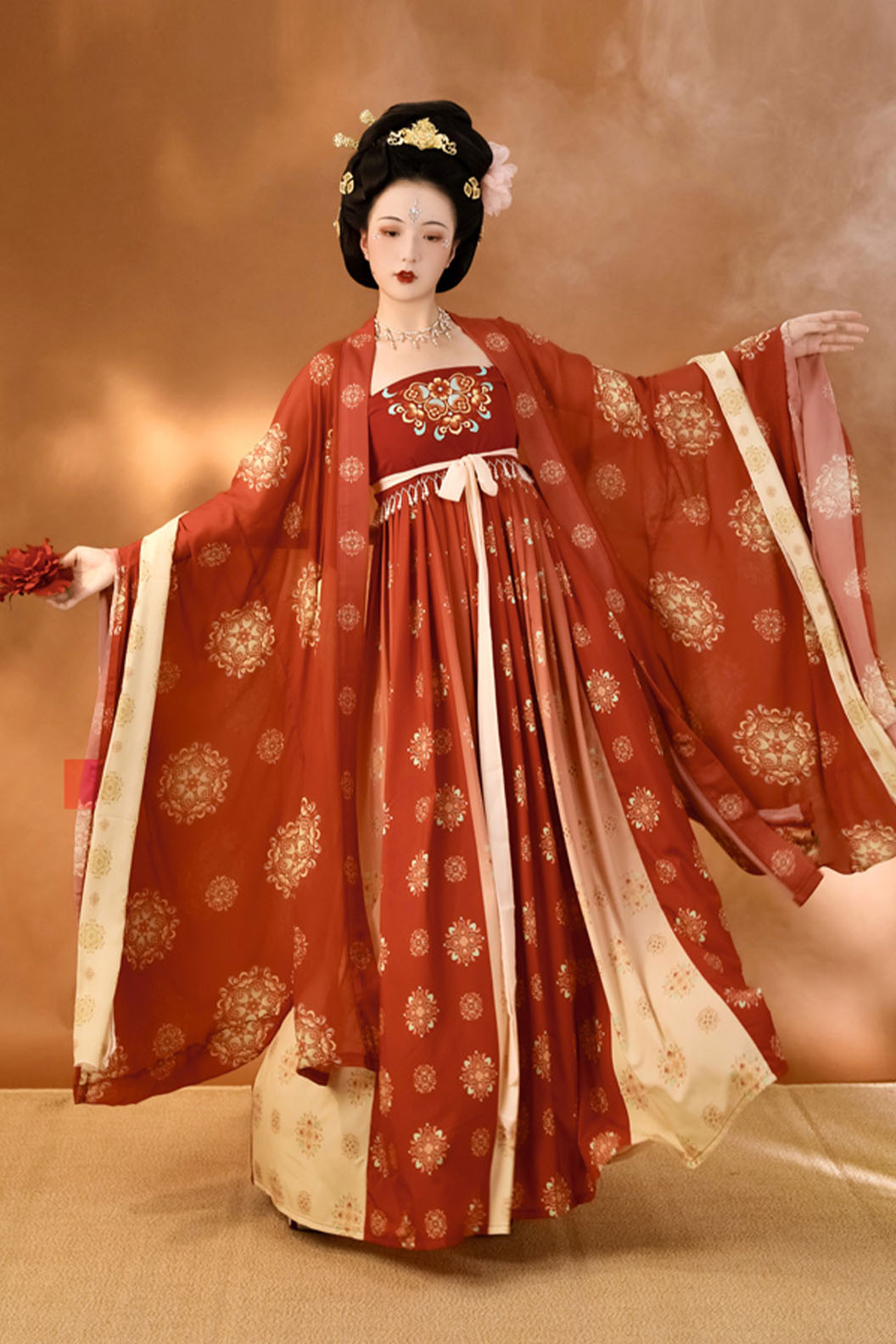 Tang dynasty hanfu with embroidered hezi skirt hanfu dress for summer - songyueci 松月辞