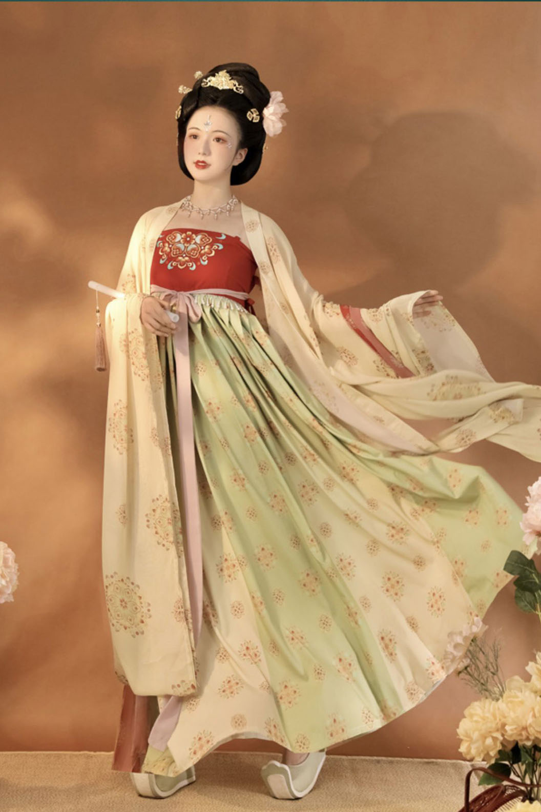 Tang dynasty hanfu with embroidered hezi skirt hanfu dress for summer - songyueci 松月辞