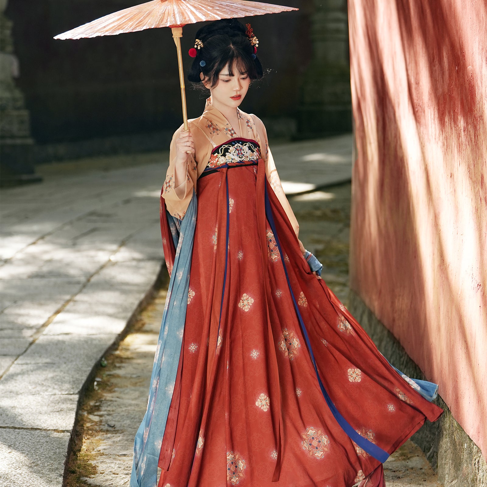 Tang dynasty hanfu with twelve-panel skirt hanfu dress spring - huayinyao 花影摇