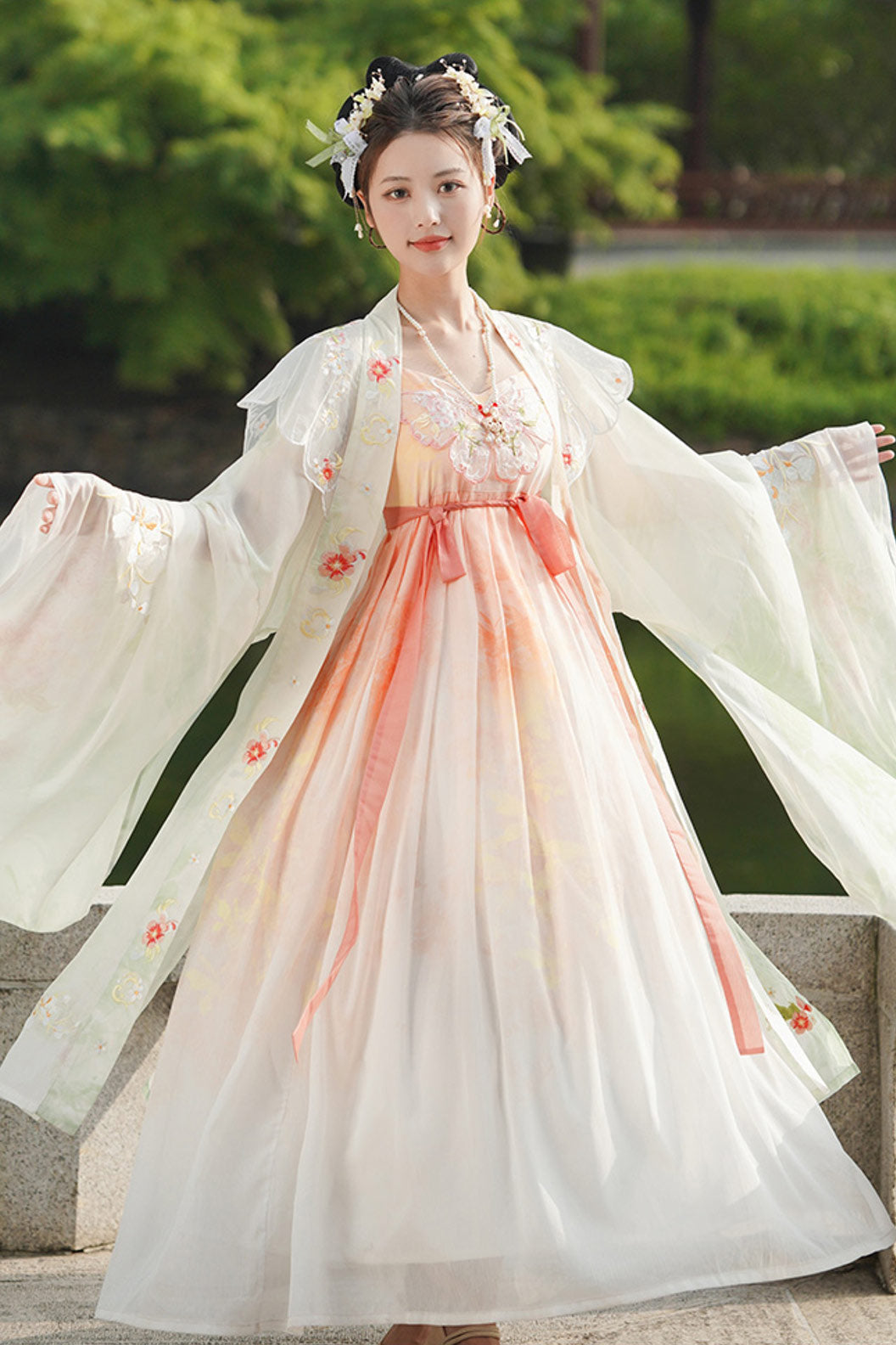 Tang Dynasty Pink Hanfu Dress Hezi Skirt Heavy Embroidery - xidie 戏蝶