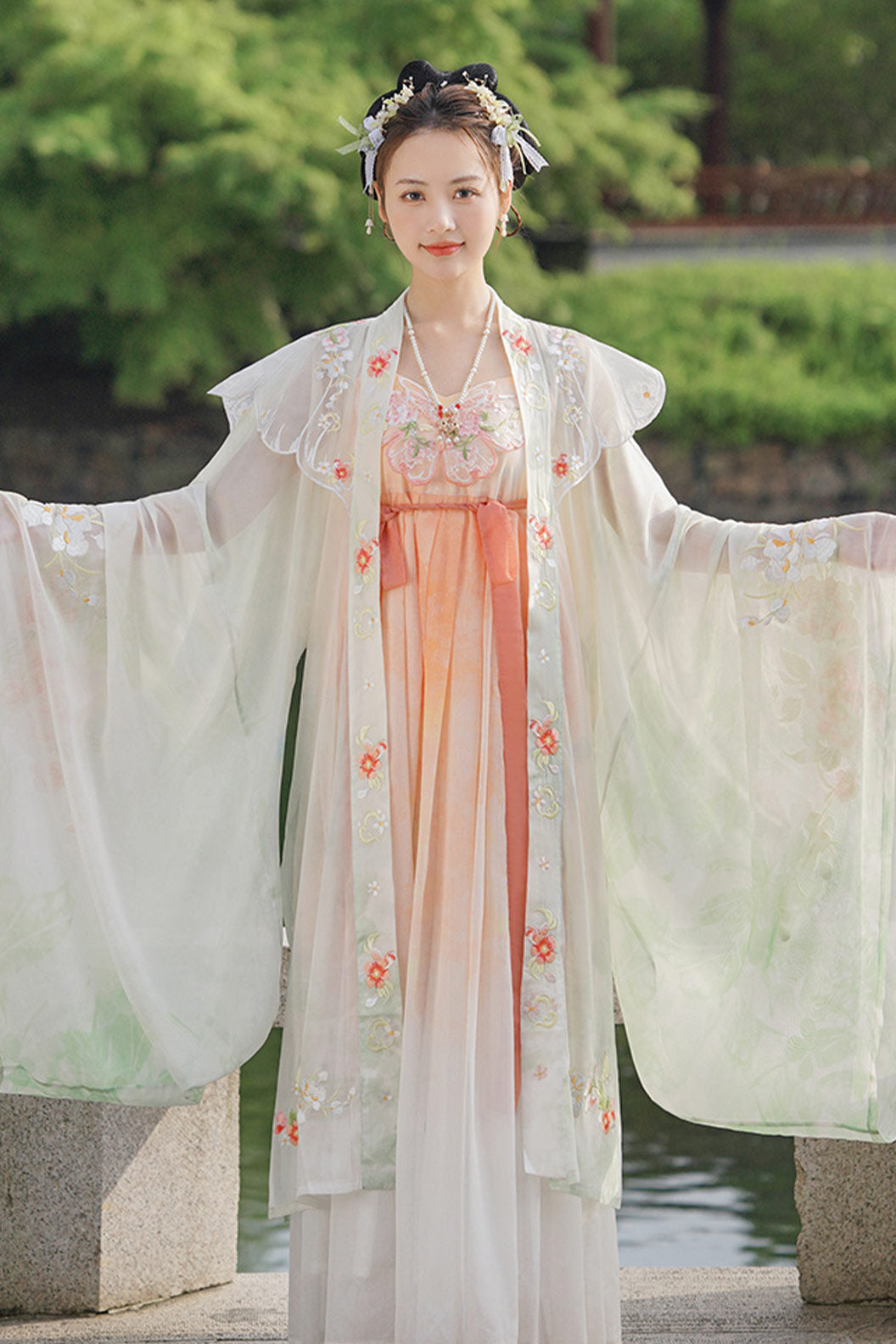 Tang Dynasty Pink Hanfu Dress Hezi Skirt Heavy Embroidery - xidie 戏蝶