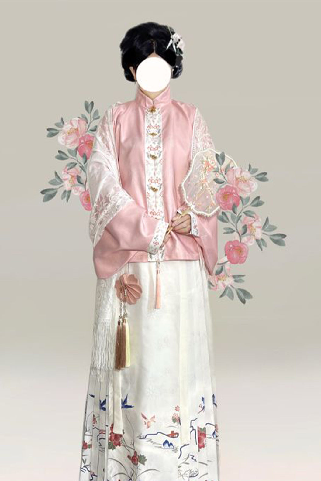Tang Dynasty Pink Hanfu Dress Mamian Skirt Pipa Sleeves - feixian 绯霰