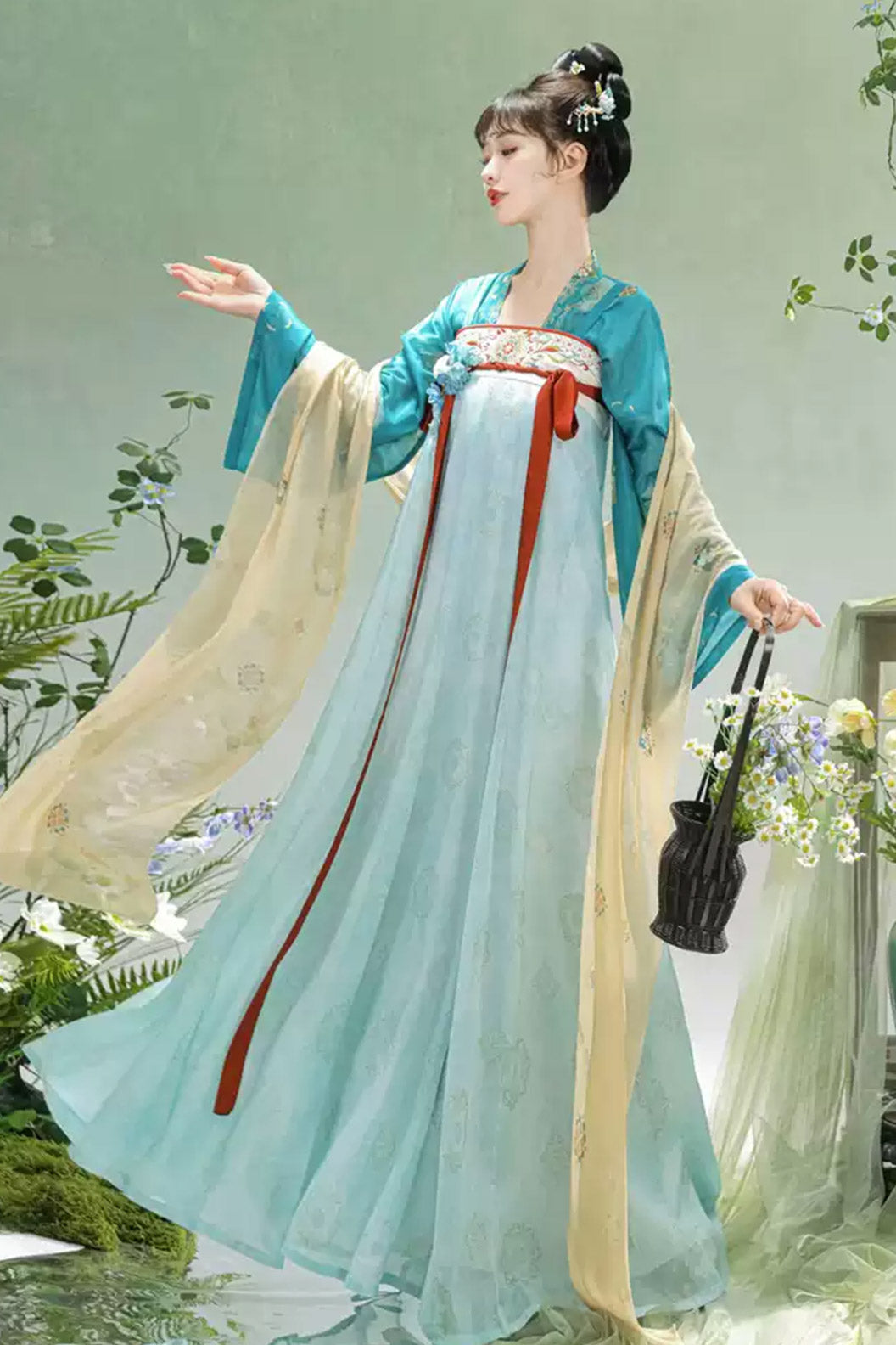 Tang Dynasty Qi Xiong Ruqun Duikenshan Hanfu Dress - zhiciqinglv 只此青绿