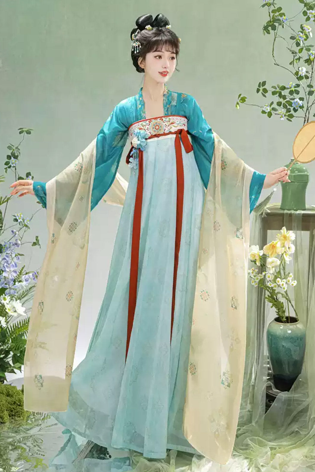 Tang Dynasty Qi Xiong Ruqun Duikenshan Hanfu Dress - zhiciqinglv 只此青绿