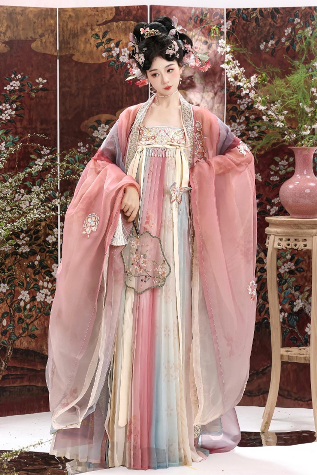 Tang Dynasty Qi Xiong Ruqun Embroidered Wide Sleeve Hanfu Dress - fuchunyan 赴春宴
