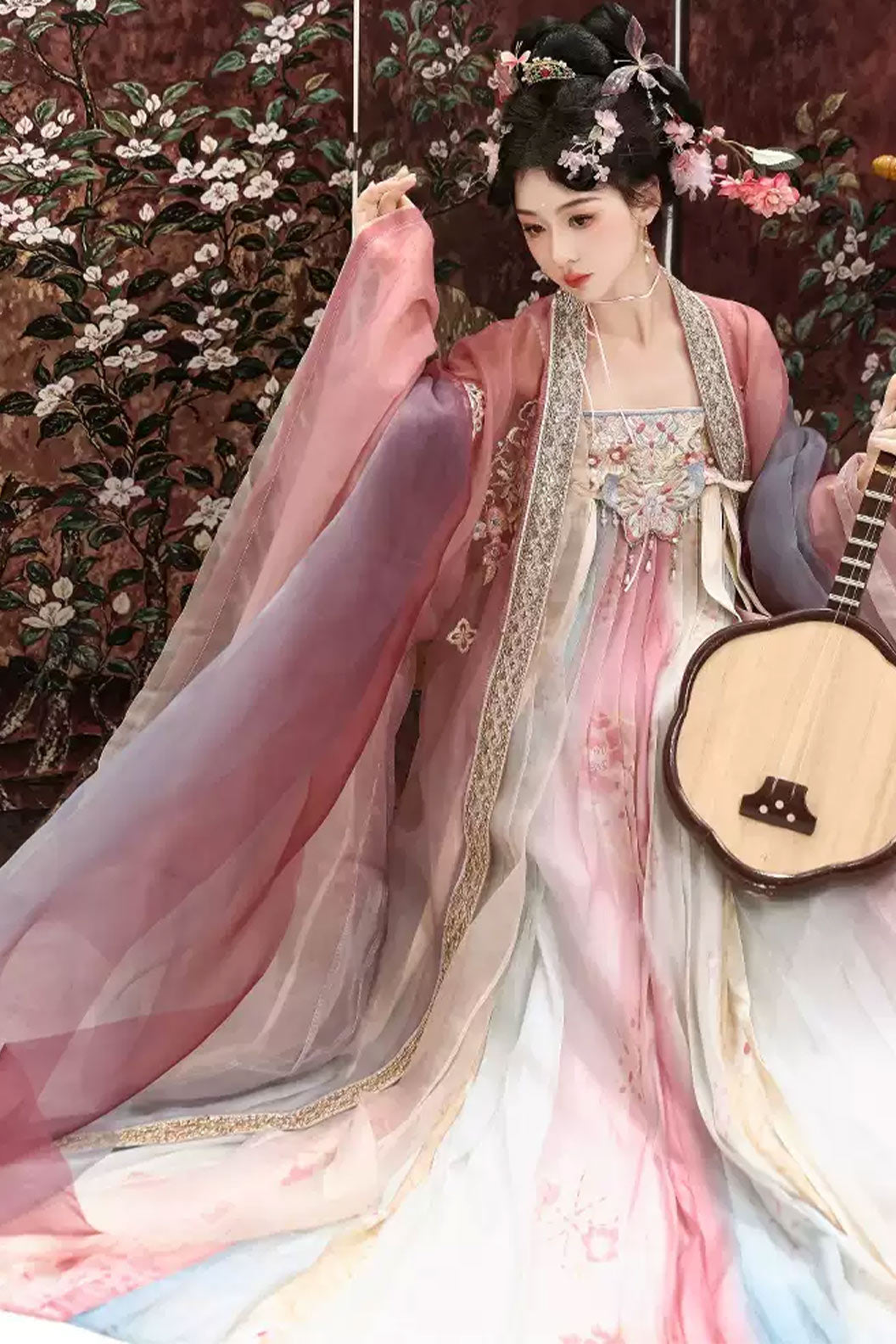 Tang Dynasty Qi Xiong Ruqun Embroidered Wide Sleeve Hanfu Dress - fuchunyan 赴春宴