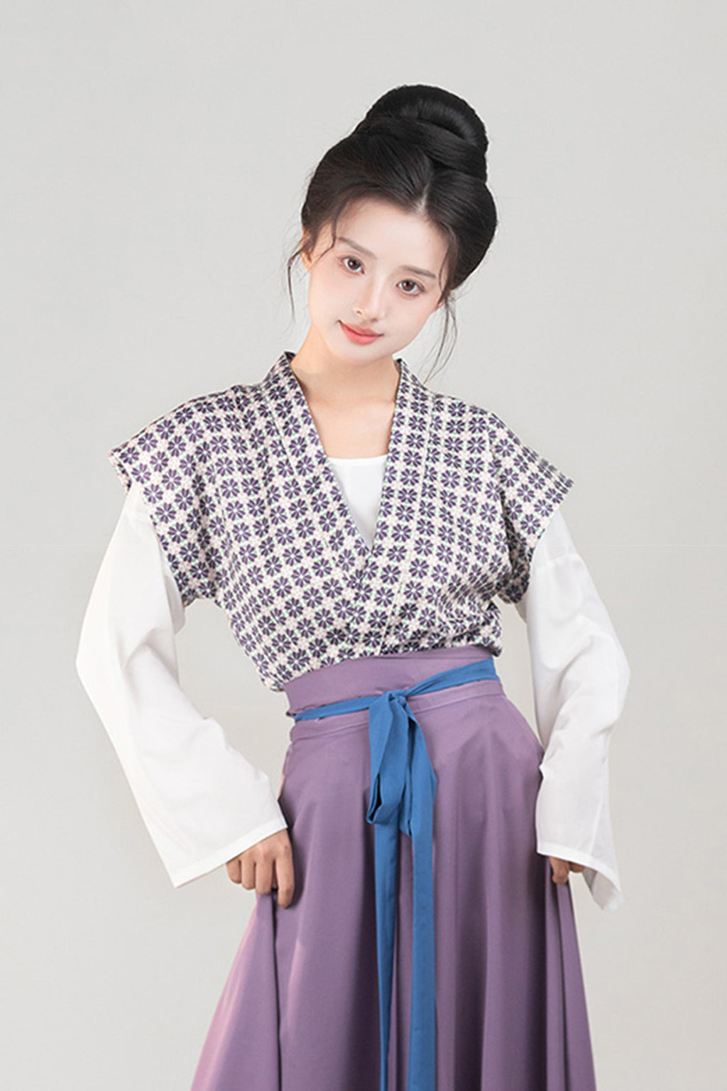 Tang Dynasty Three Color Hanfu Dress Waist High Broken Skirt Beizi Coat - yuhouhuayuan 雨后花园