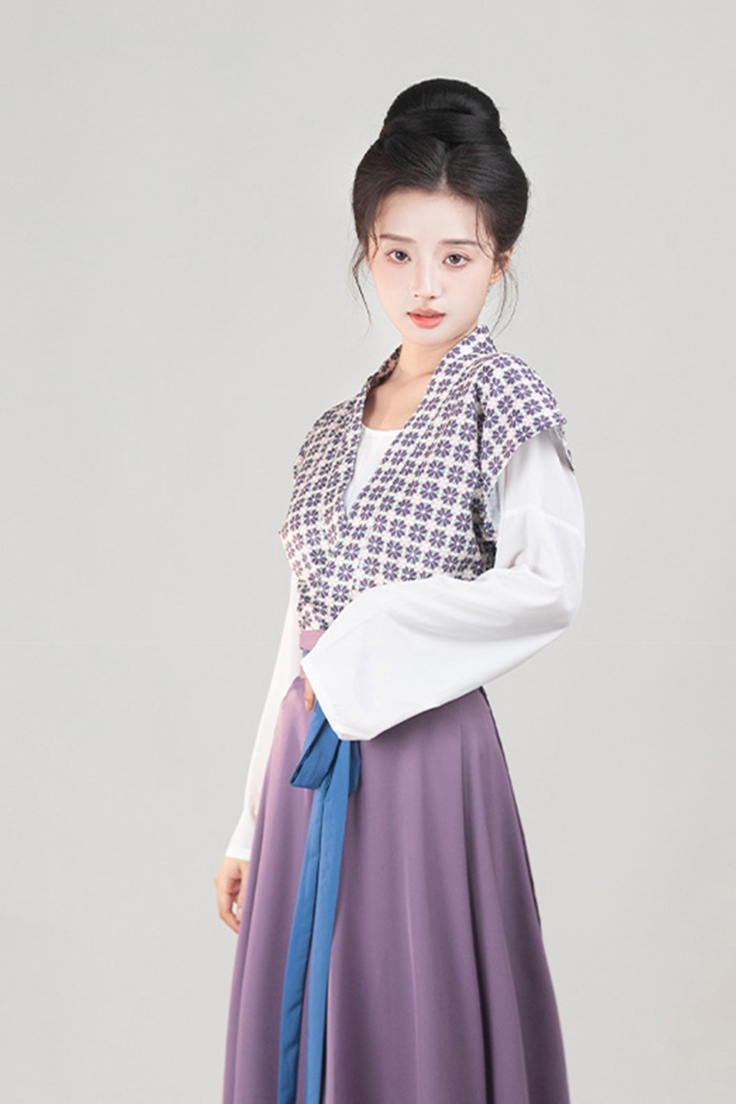 Tang Dynasty Three Color Hanfu Dress Waist High Broken Skirt Beizi Coat - yuhouhuayuan 雨后花园
