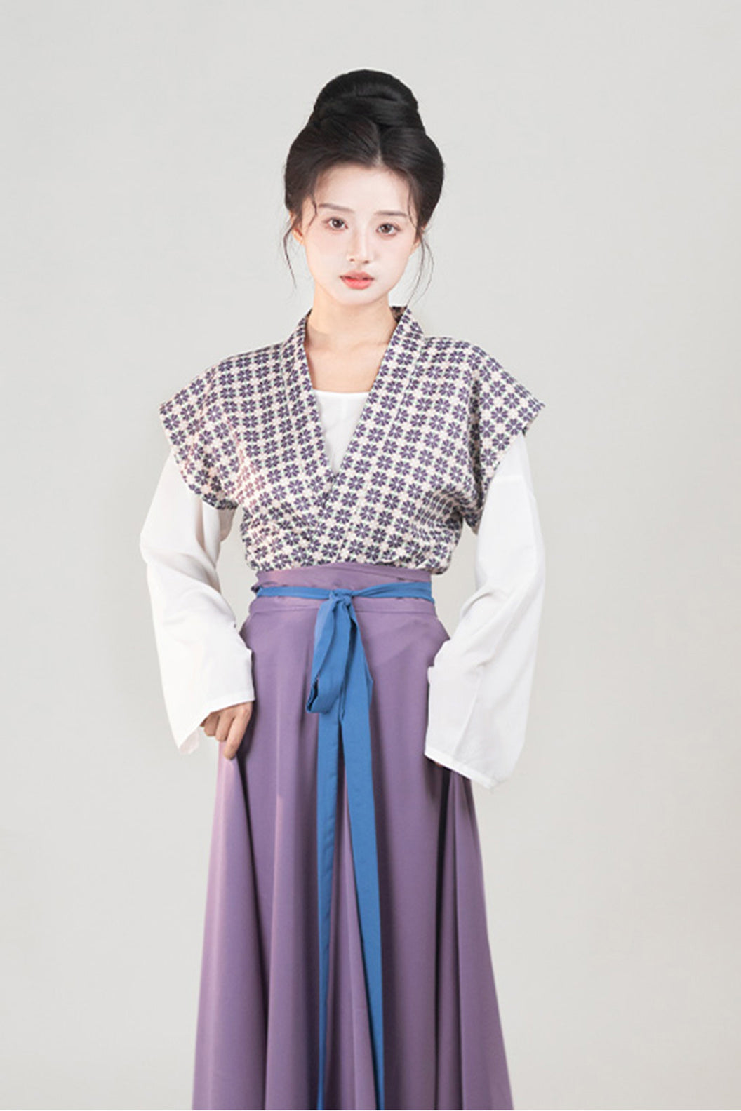 Tang Dynasty Three Color Hanfu Dress Waist High Broken Skirt Beizi Coat - yuhouhuayuan 雨后花园