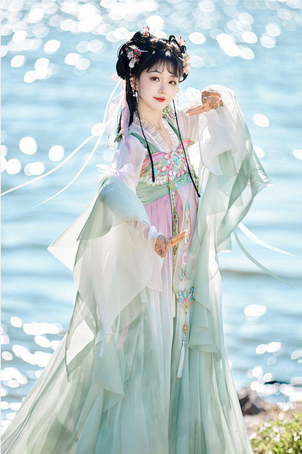 Tang Dynasty Hanfu Qixiong Dress Women Chinese Style Hanfu Dress - dieyu 蝶羽