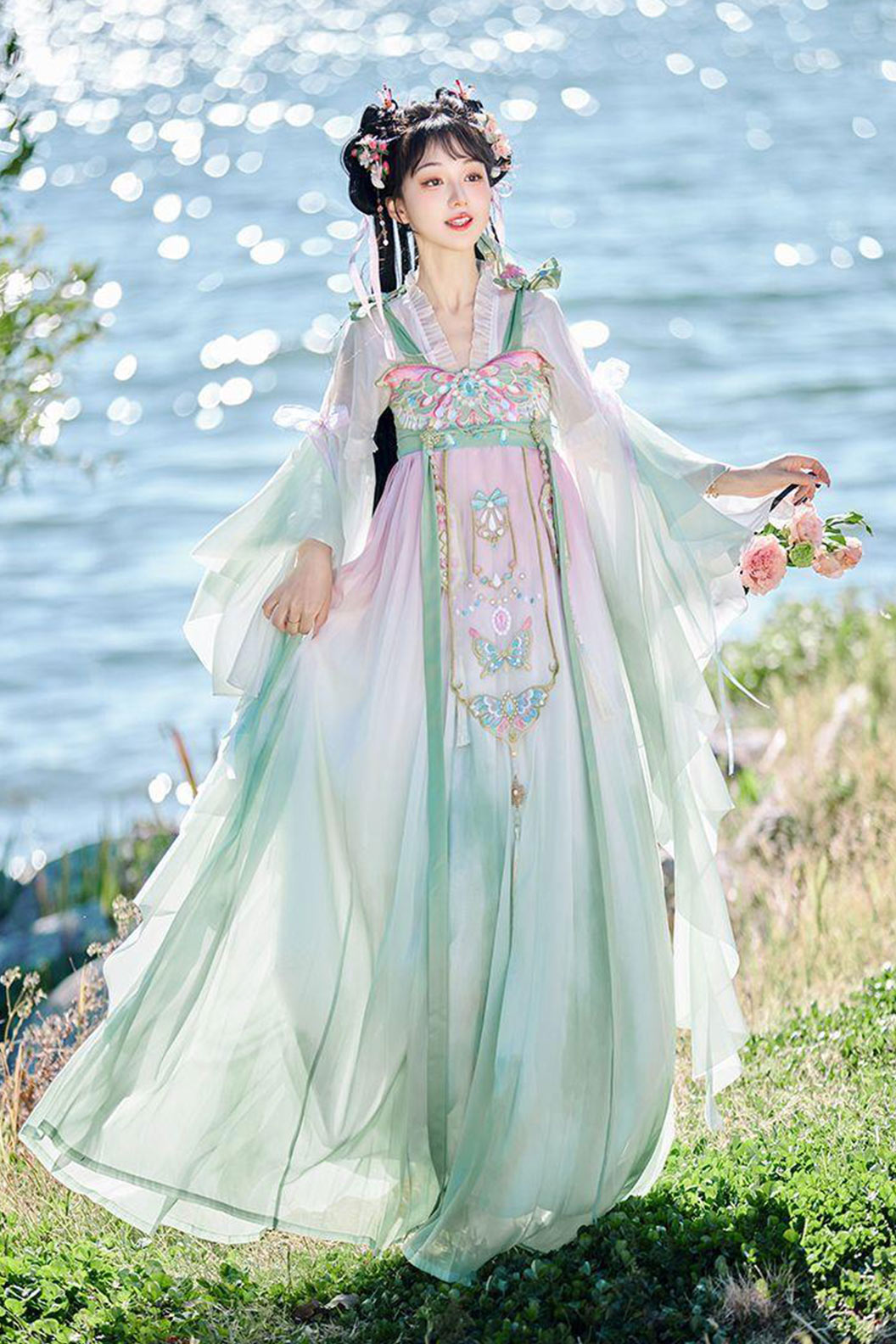 Tang Dynasty Hanfu Qixiong Dress Women Chinese Style Hanfu Dress - dieyu 蝶羽
