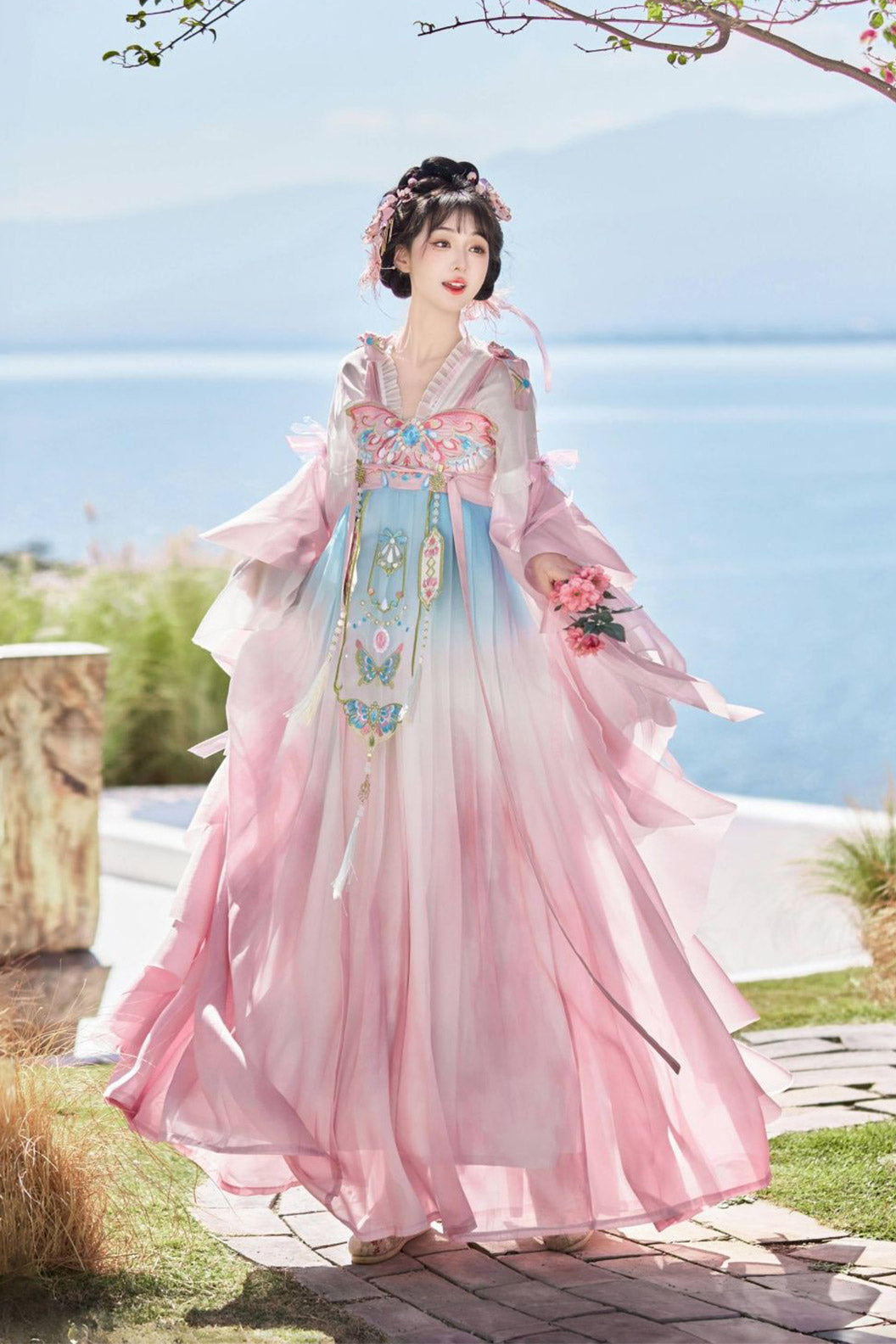 Tang Dynasty Hanfu Qixiong Dress Women Chinese Style Hanfu Dress - dieyu 蝶羽