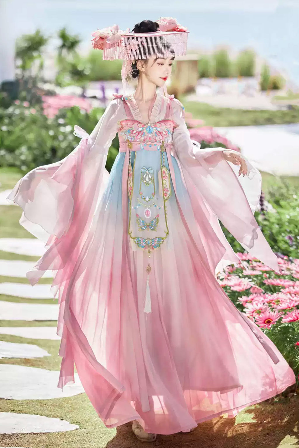 Tang Dynasty Hanfu Qixiong Dress Women Chinese Style Hanfu Dress - dieyu 蝶羽