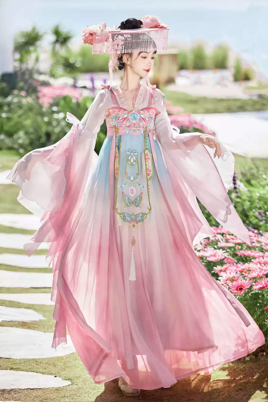 Tang Dynasty Hanfu Qixiong Dress Women Chinese Style Hanfu Dress - dieyu 蝶羽
