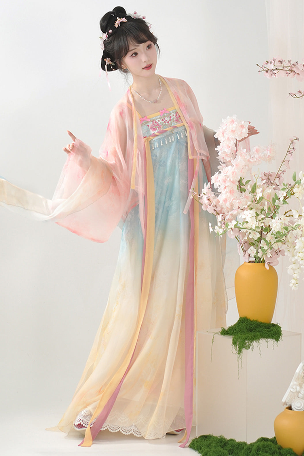 Tang Dynasty  Hanfu Qixiong Poqun Robe Women Traditional Casual Hanfu Dress - wanxia 晚夏
