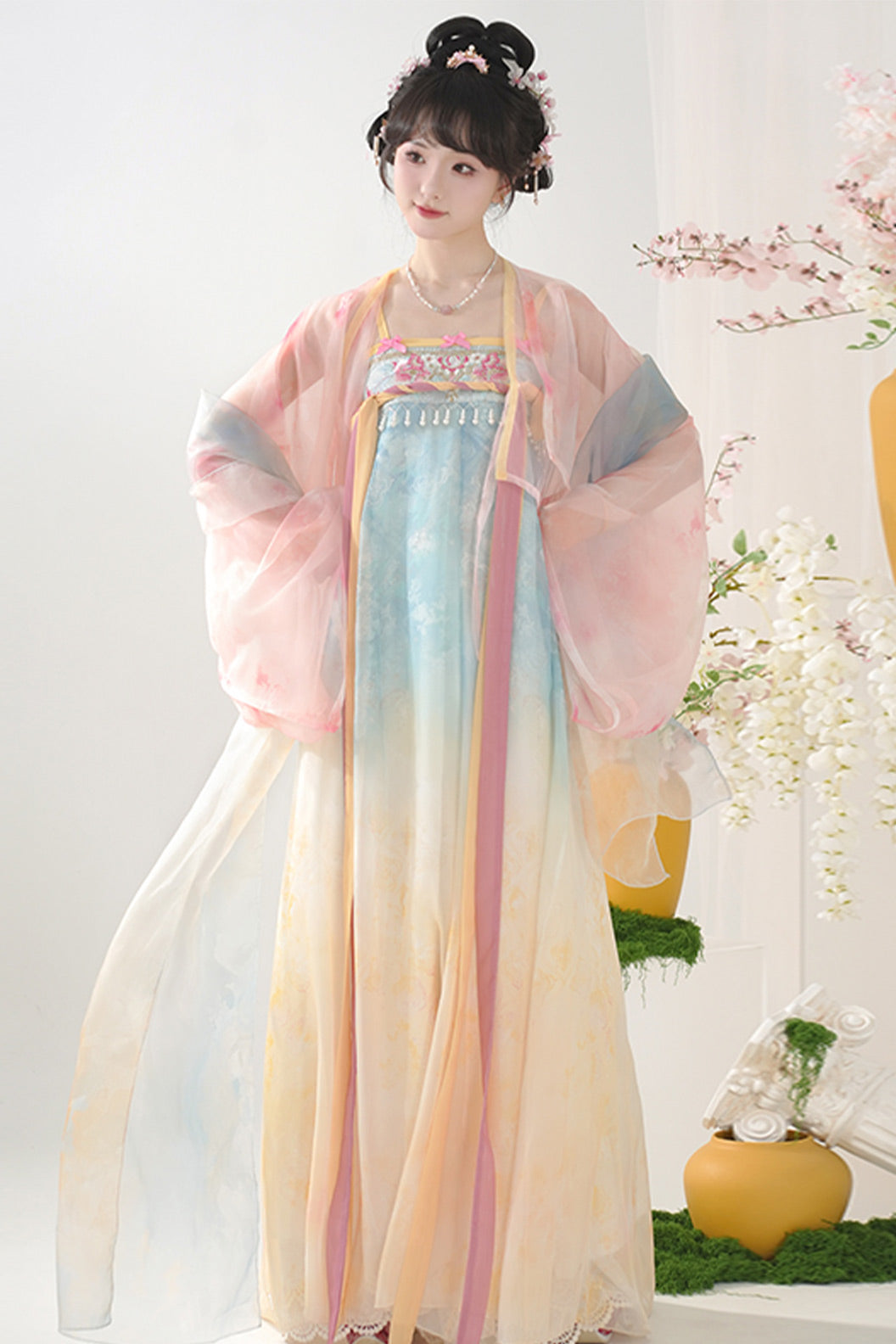Tang Dynasty  Hanfu Qixiong Poqun Robe Women Traditional Casual Hanfu Dress - wanxia 晚夏