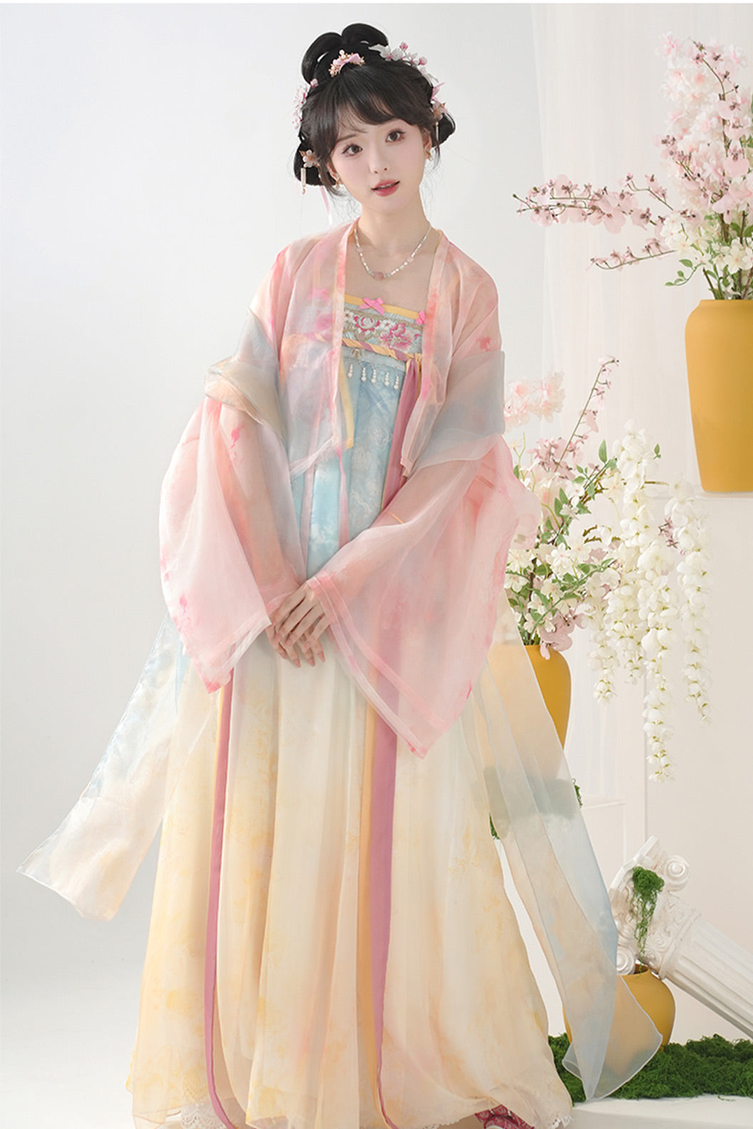 Tang Dynasty  Hanfu Qixiong Poqun Robe Women Traditional Casual Hanfu Dress - wanxia 晚夏