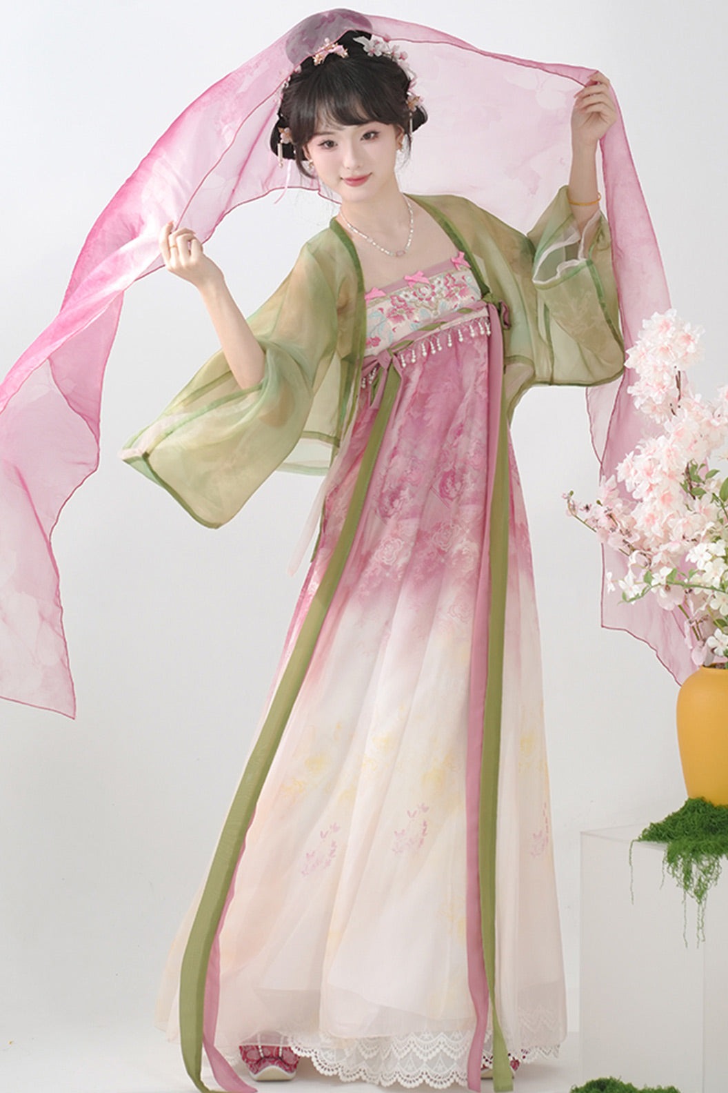 Tang Dynasty  Hanfu Qixiong Poqun Robe Women Traditional Casual Hanfu Dress - wanxia 晚夏