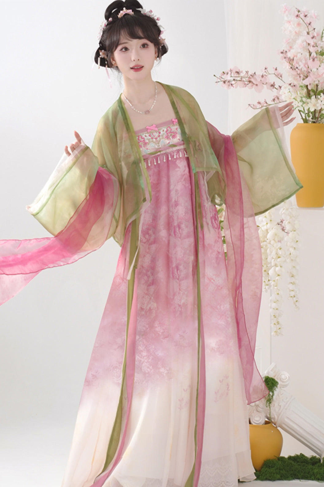Tang Dynasty  Hanfu Qixiong Poqun Robe Women Traditional Casual Hanfu Dress - wanxia 晚夏