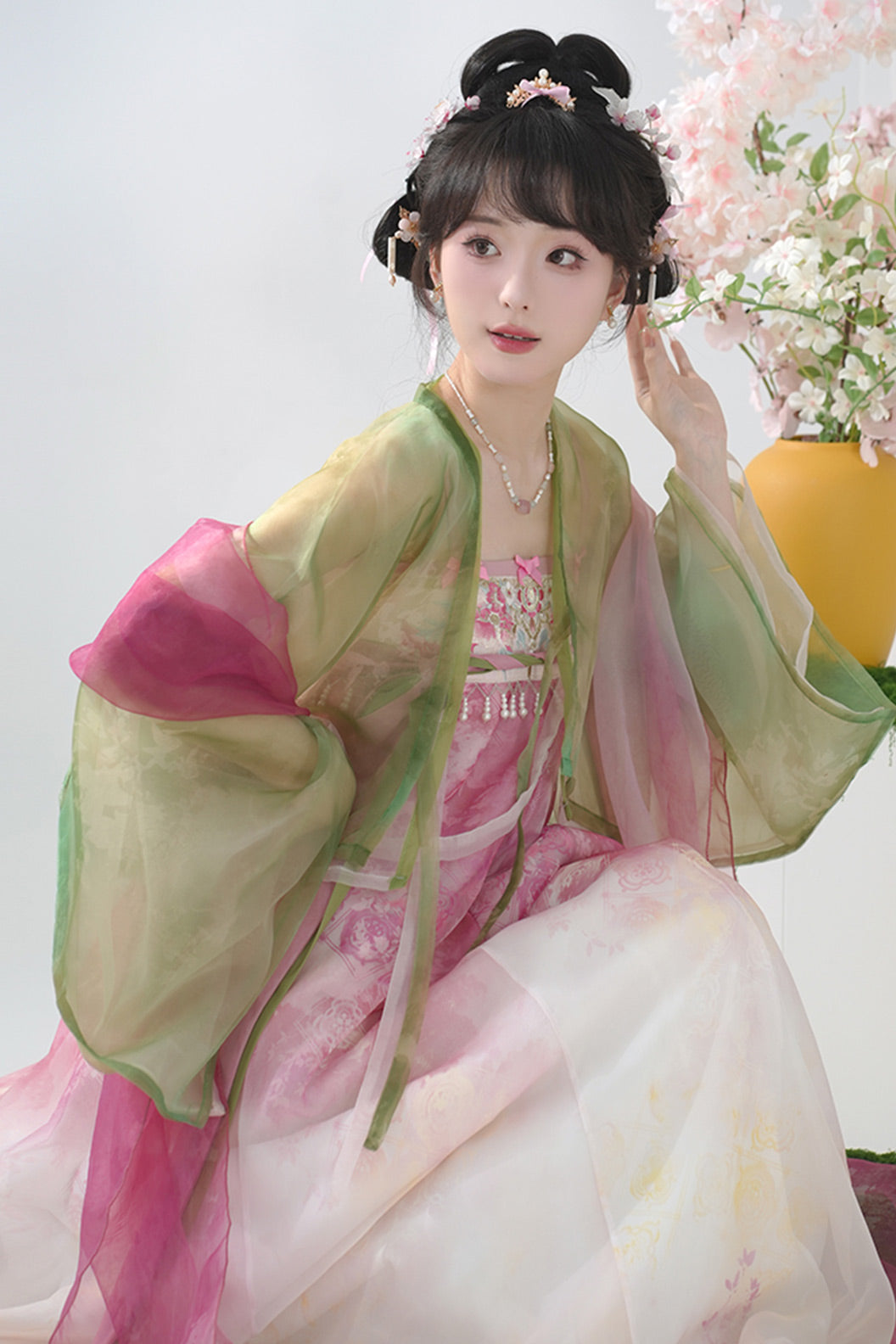Tang Dynasty  Hanfu Qixiong Poqun Robe Women Traditional Casual Hanfu Dress - wanxia 晚夏