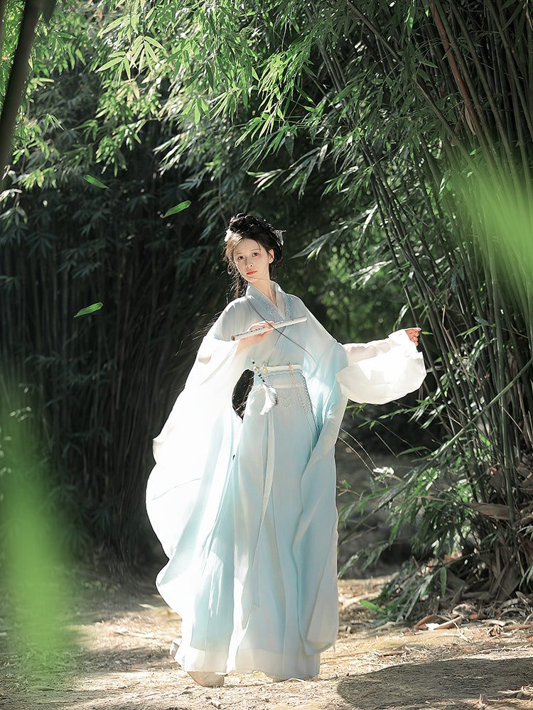 Wei Jin dynasty hanfu blue hanfu dress frostveil - yunduanzhiqi 云端之憩