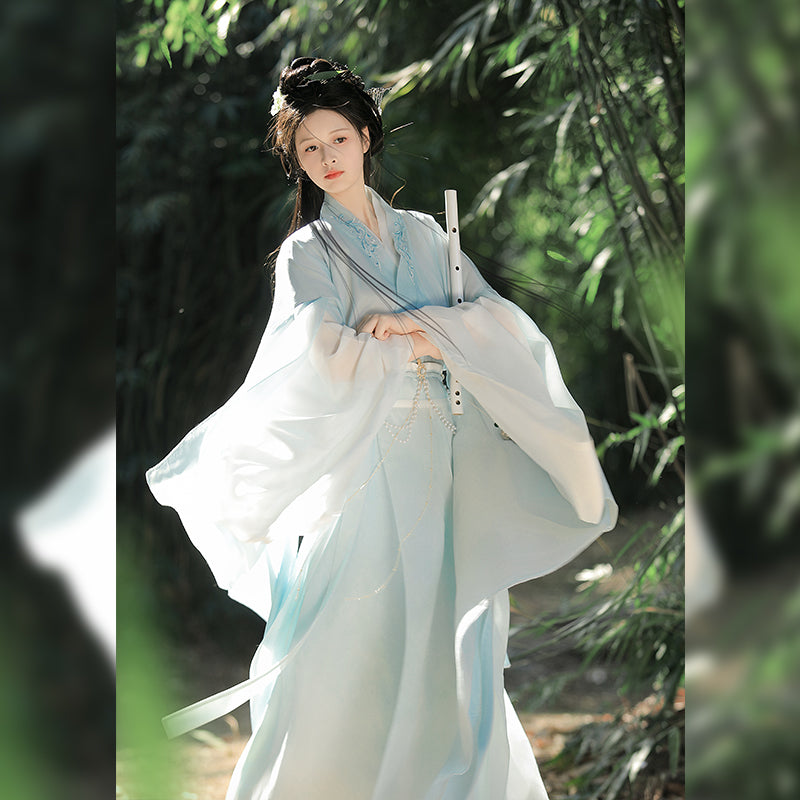 Wei Jin dynasty hanfu blue hanfu dress frostveil - yunduanzhiqi 云端之憩