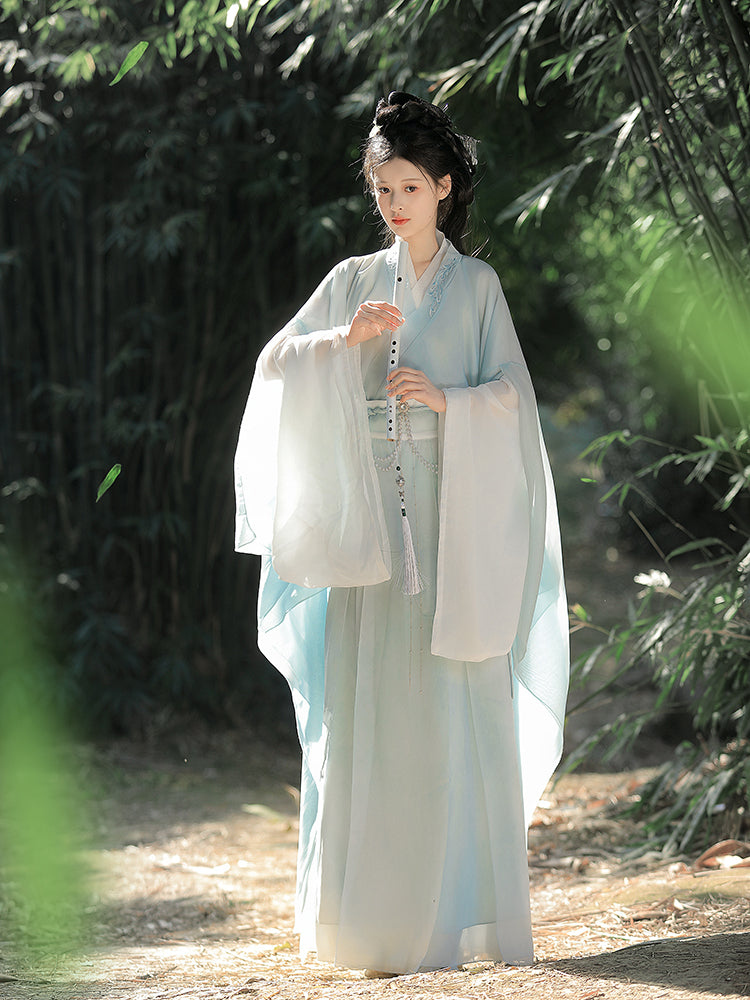 Wei Jin dynasty hanfu blue hanfu dress frostveil - yunduanzhiqi 云端之憩