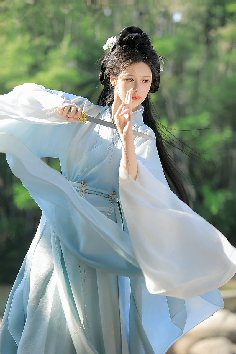 Wei Jin dynasty hanfu blue hanfu dress frostveil - yunduanzhiqi 云端之憩
