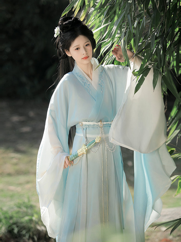 Wei Jin dynasty hanfu blue hanfu dress frostveil - yunduanzhiqi 云端之憩