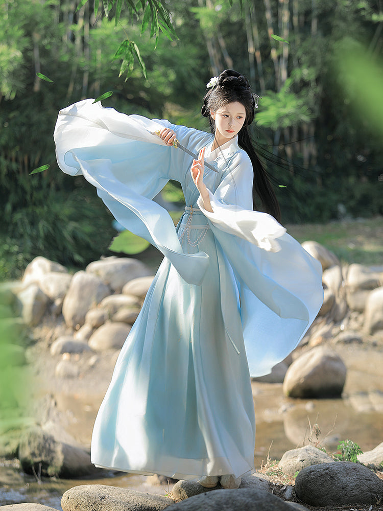 Wei Jin dynasty hanfu blue hanfu dress frostveil - yunduanzhiqi 云端之憩