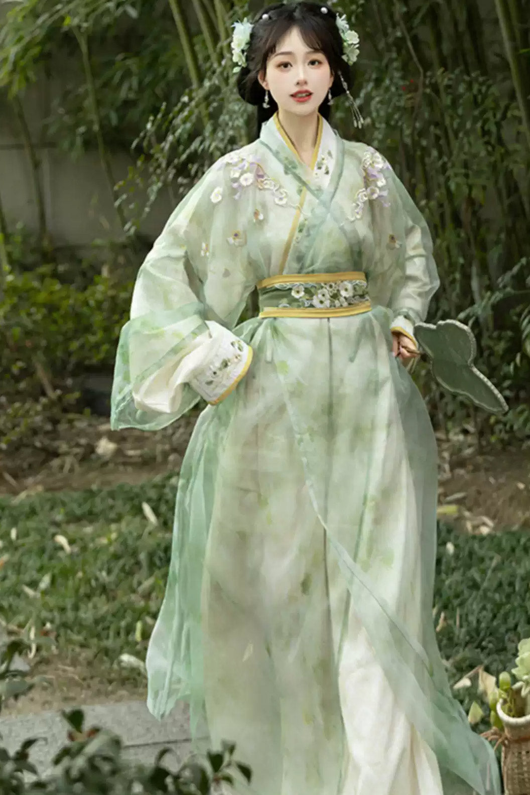 Wei Jin Dynasty Clothing Straight Hem Cross Collar Long Robe Green Purple Hanfu Dress - zhijin 织锦