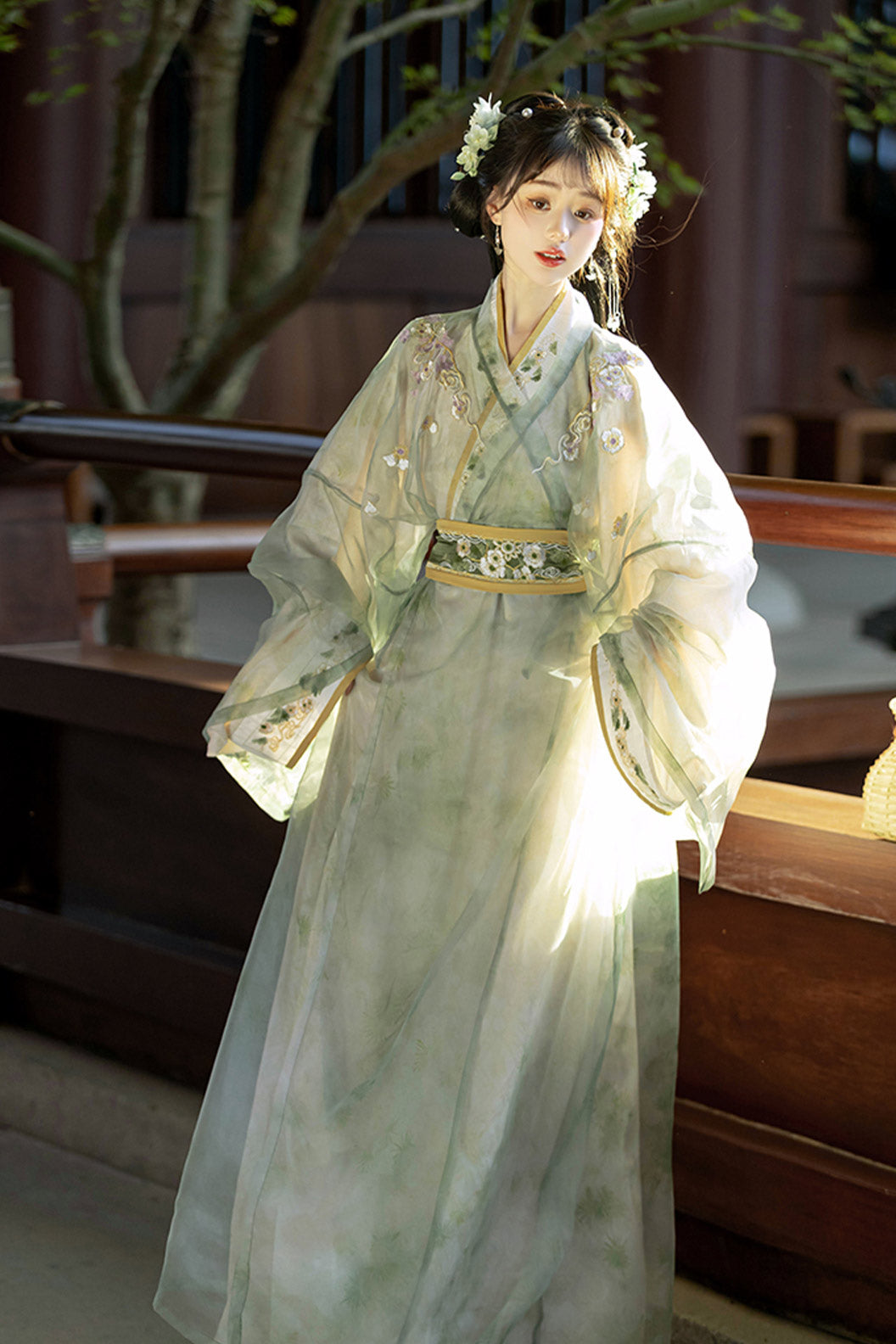 Wei Jin Dynasty Clothing Straight Hem Cross Collar Long Robe Green Purple Hanfu Dress - zhijin 织锦