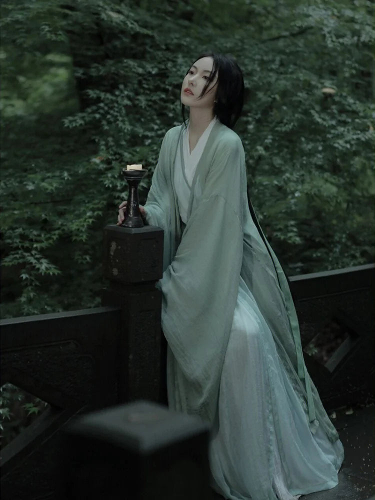 Wei Jin dynasty hanfu green hanfu dress Set - Linyancuiyin 林烟翠影