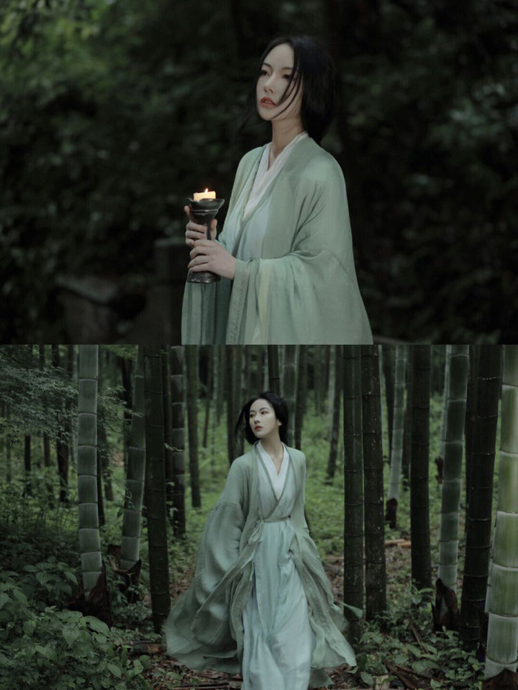 Wei Jin dynasty hanfu green hanfu dress Set - Linyancuiyin 林烟翠影