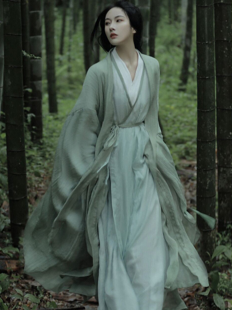 Wei Jin dynasty hanfu green hanfu dress Set - Linyancuiyin 林烟翠影