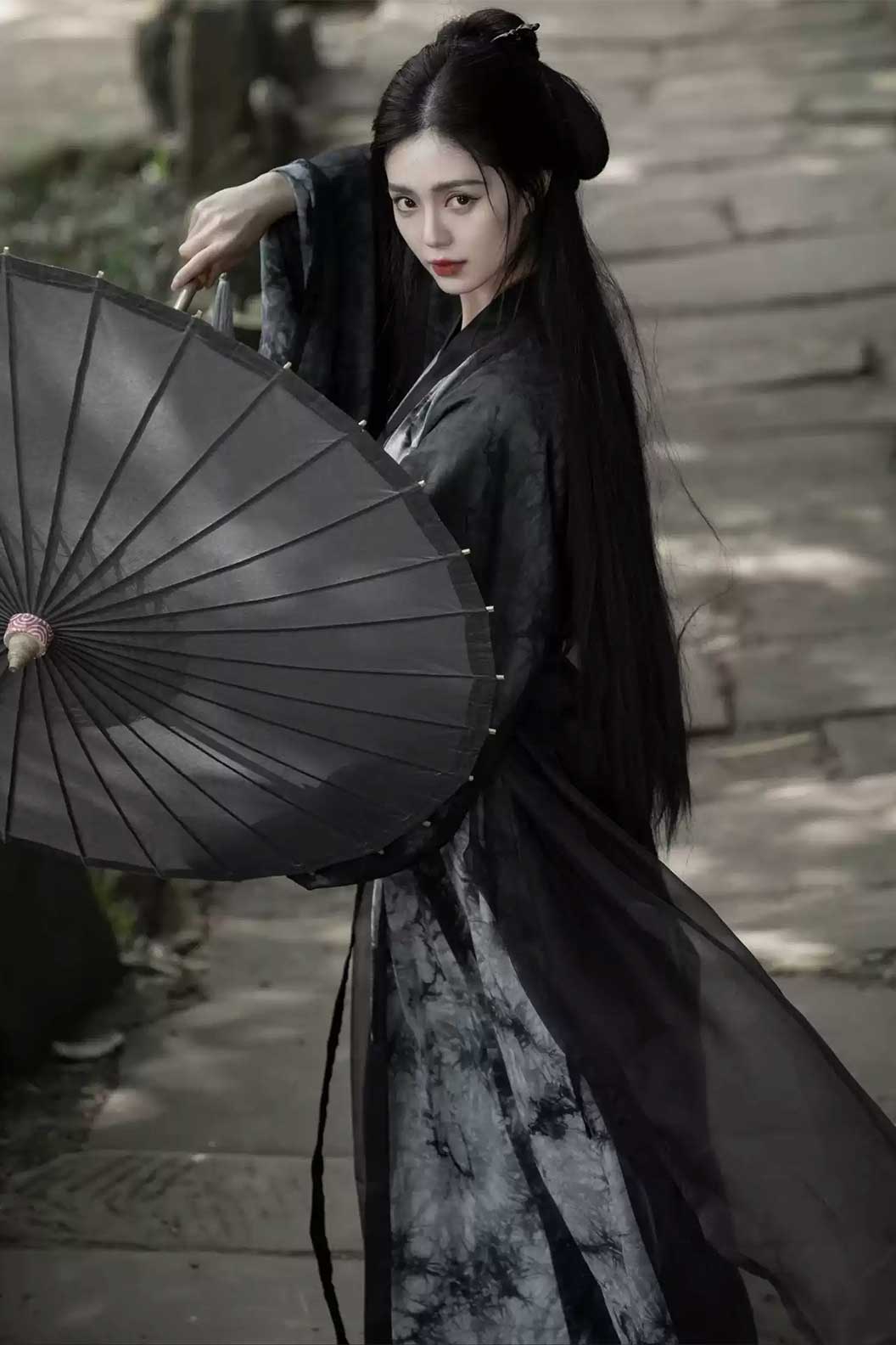 Wei Jin Dynasty Hanfu Black Hanfu Dress with Wide Sleeve Shirt - moran 墨染