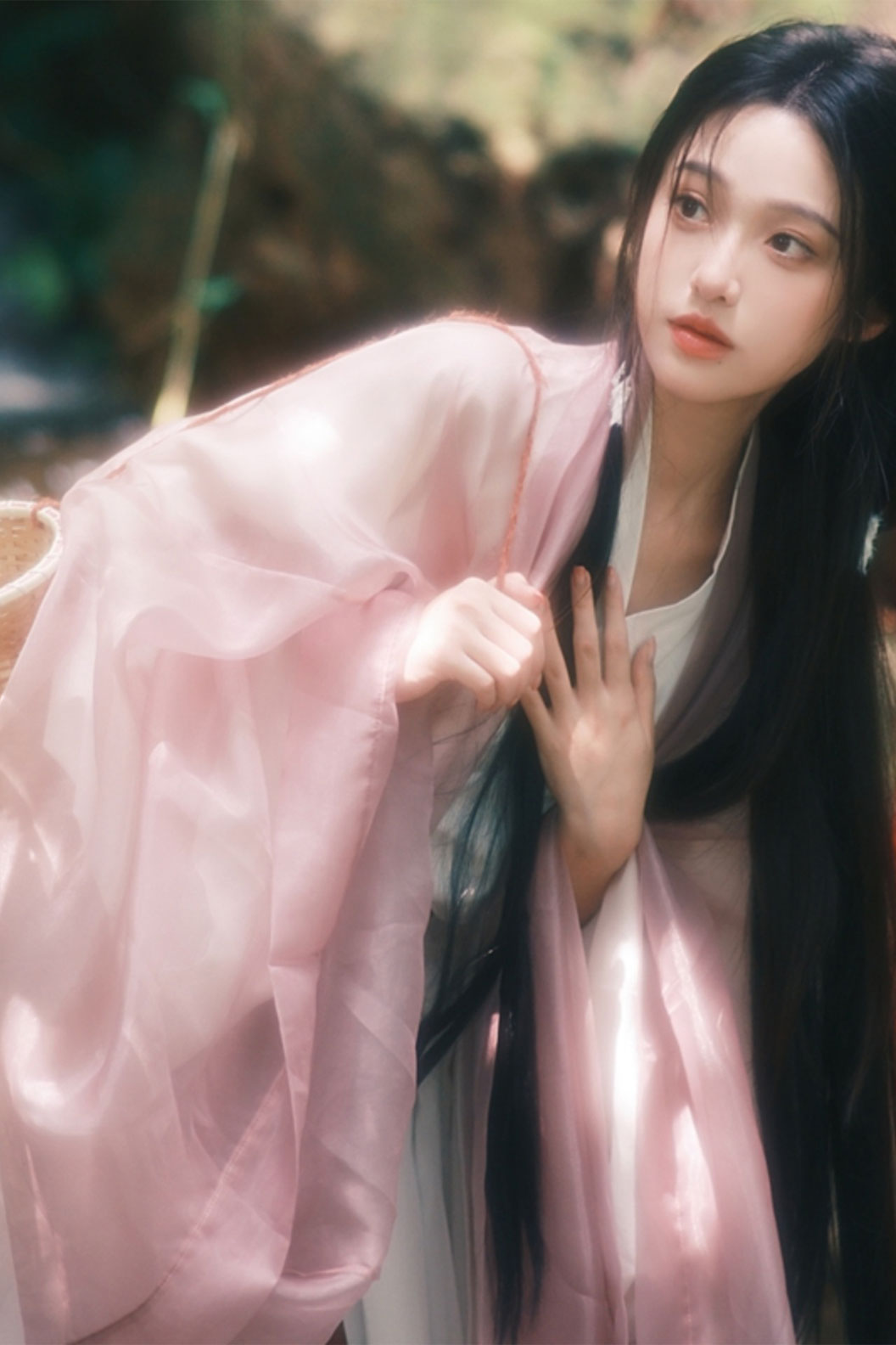 Wei Jin Dynasty Pink Hanfu Dress 3-piece Set in Sweet Style Hanfu - xiangyi 相宜