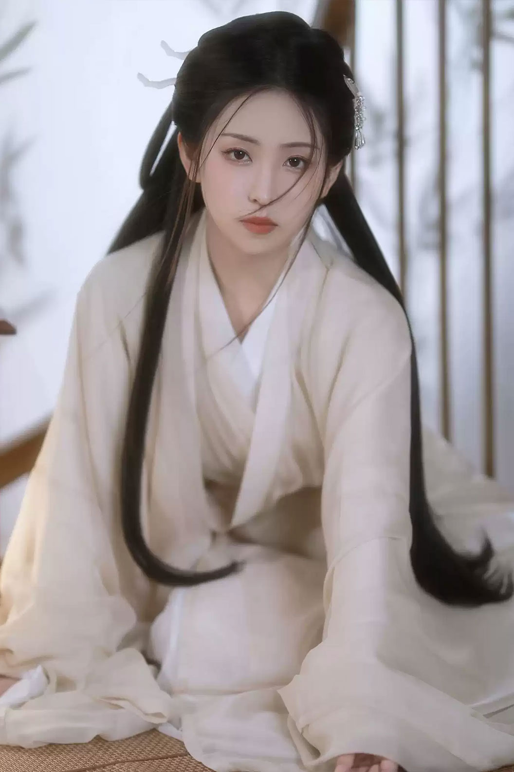 Wei Jin Dynasty White Hanfu Dress 3-piece  with Cold Aesthetic for Summer - suxueying 素雪吟