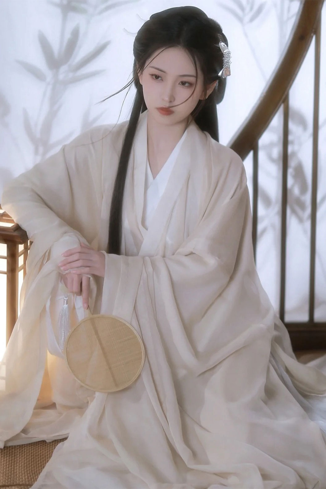 Wei Jin Dynasty White Hanfu Dress 3-piece  with Cold Aesthetic for Summer - suxueying 素雪吟