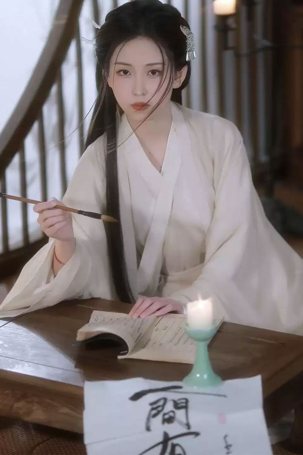 Wei Jin Dynasty White Hanfu Dress 3-piece  with Cold Aesthetic for Summer - suxueying 素雪吟