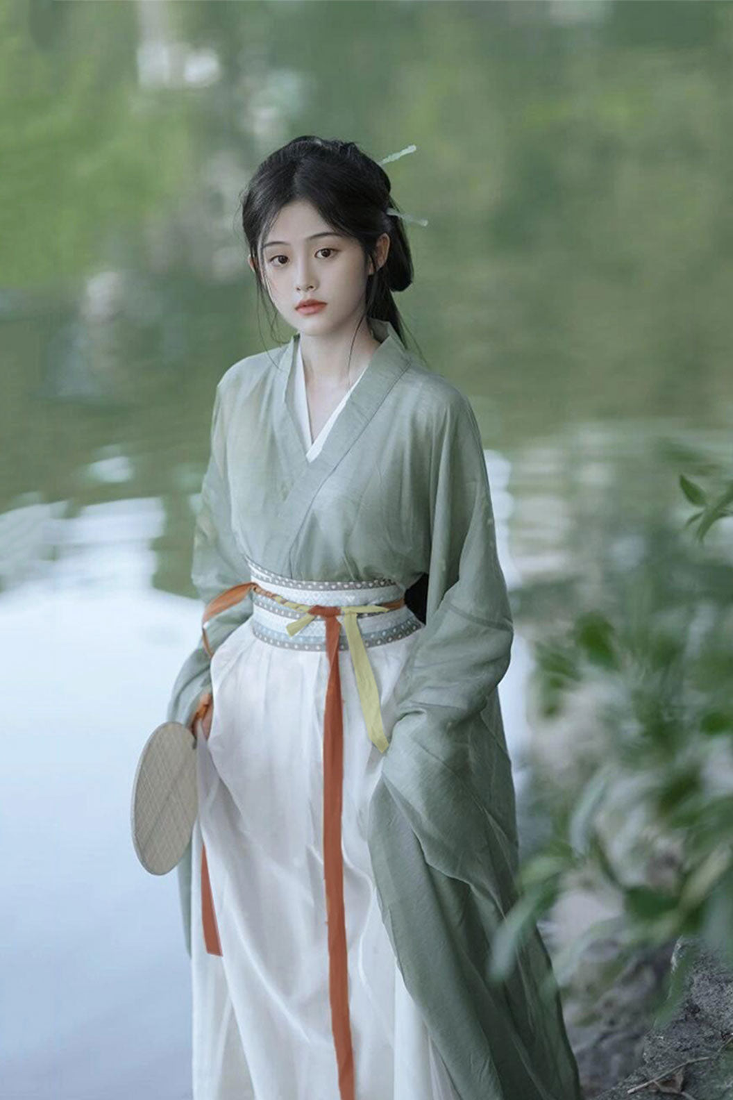 Wei Jin dynasty hanfu green hanfu dress early autumn with white ruqun- yunmu 云暮