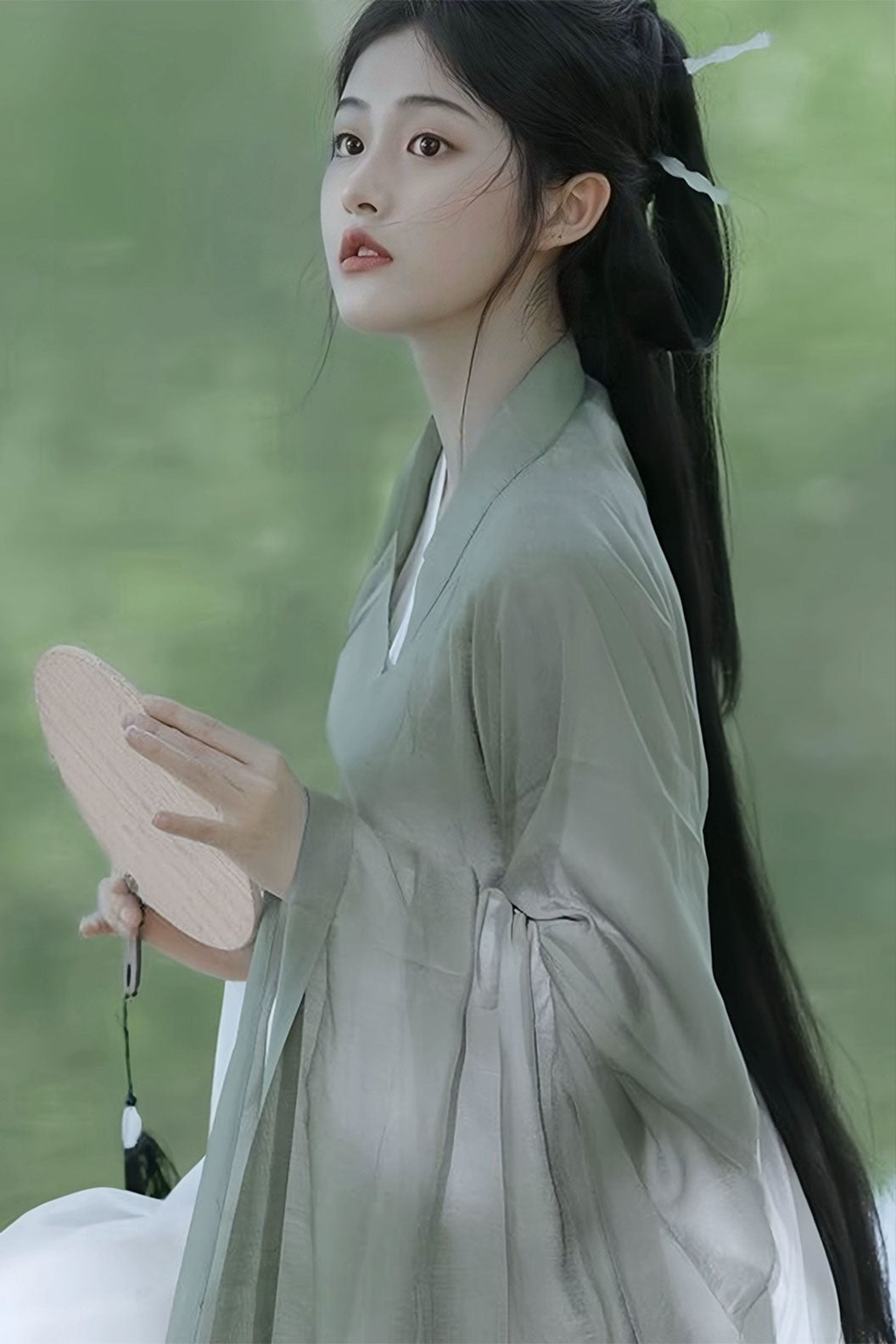 Wei Jin dynasty hanfu green hanfu dress early autumn with white ruqun- yunmu 云暮
