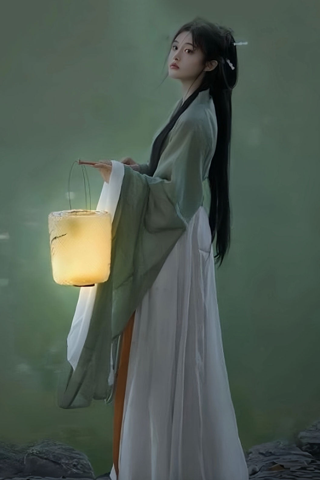 Wei Jin dynasty hanfu green hanfu dress early autumn with white ruqun- yunmu 云暮